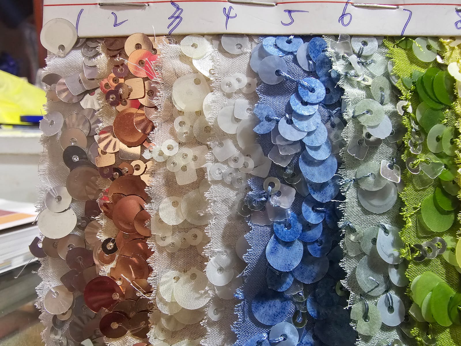 Mosaic Stretch Sequin Fabric — 15 Shades — Deseos Fabrics